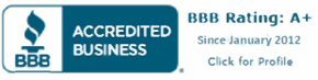A+ accredited business badge from the Better Business Bureau
